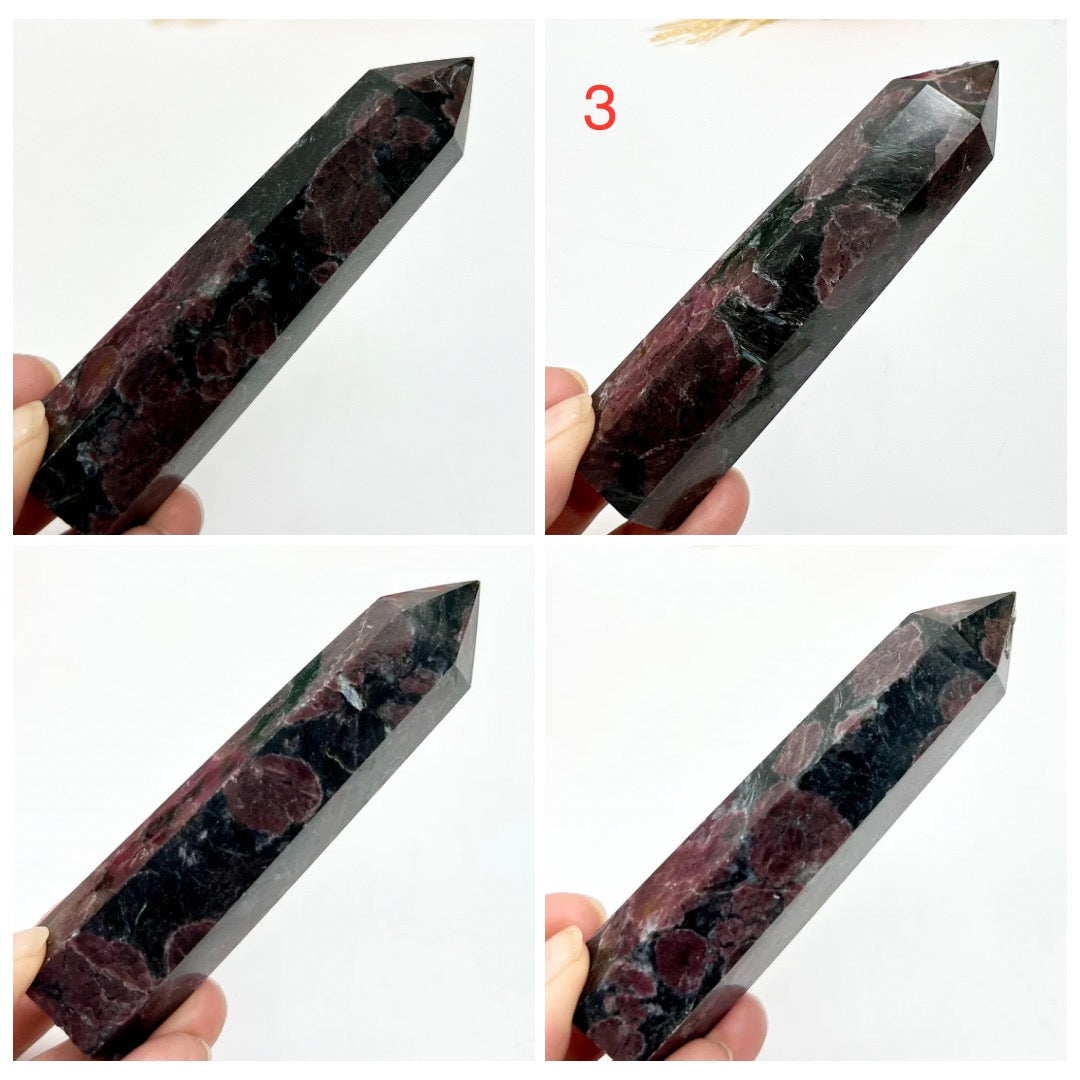 Garnet in Arfvedsonite Points Towers Crystal Generators YOU CHOOSE