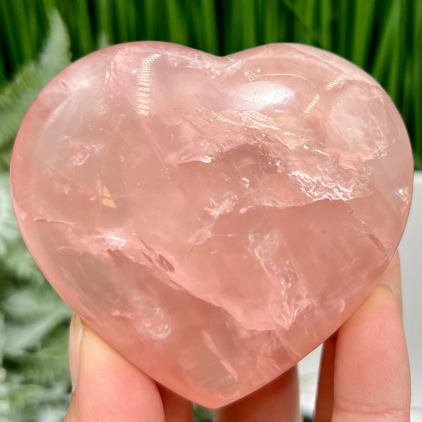 Rose Quartz Heart with Stand High Quality Translucent Crystal Carving 226g