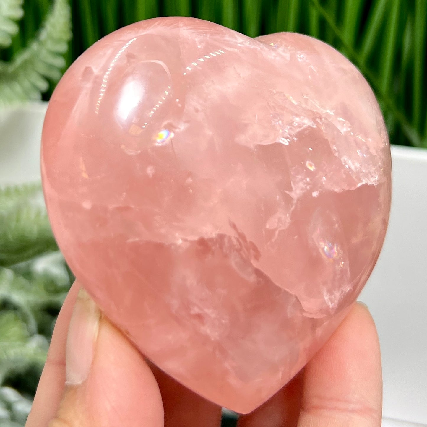 Rose Quartz Heart with Stand High Quality Translucent Crystal Carving 226g