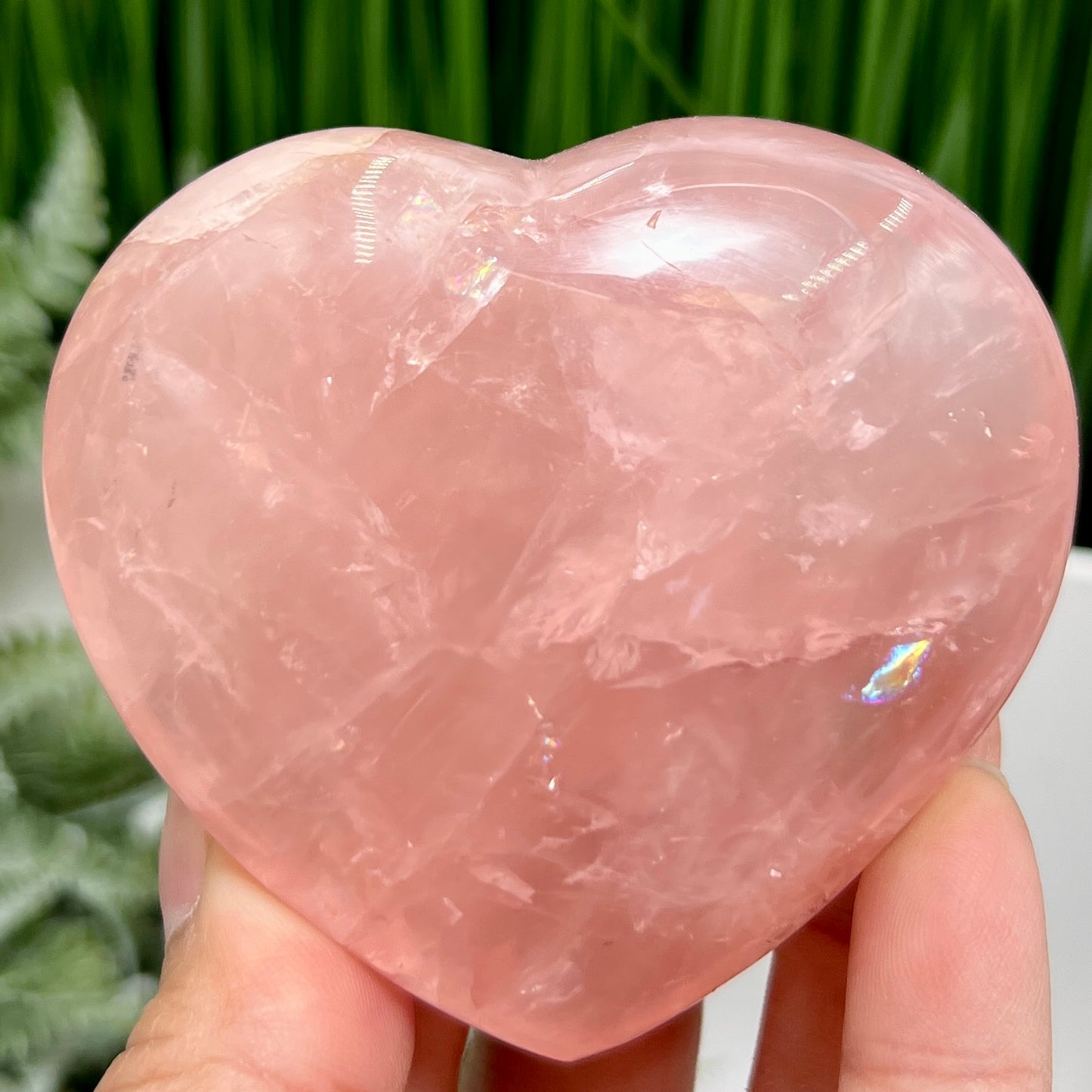 Rose Quartz Heart with Stand High Quality Translucent Crystal Carving 226g