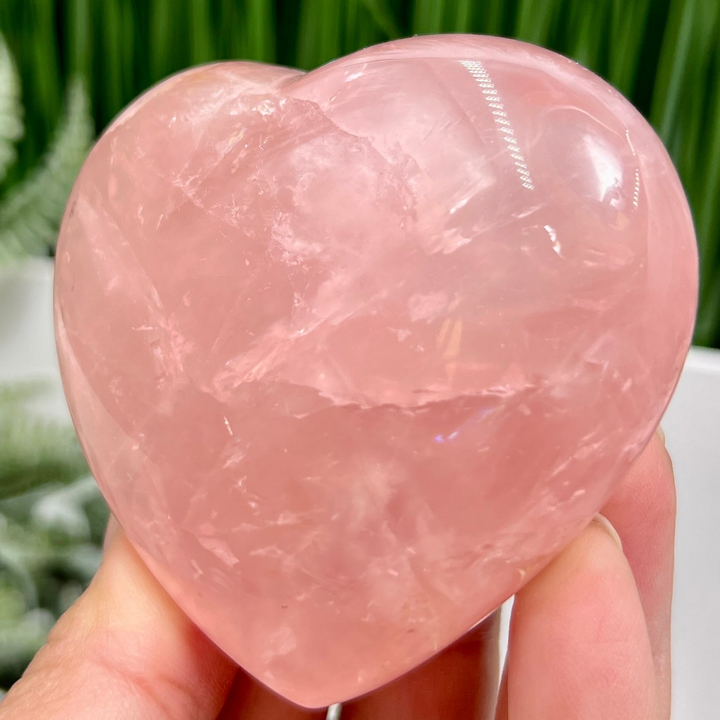 Rose Quartz Heart with Stand High Quality Translucent Crystal Carving 226g