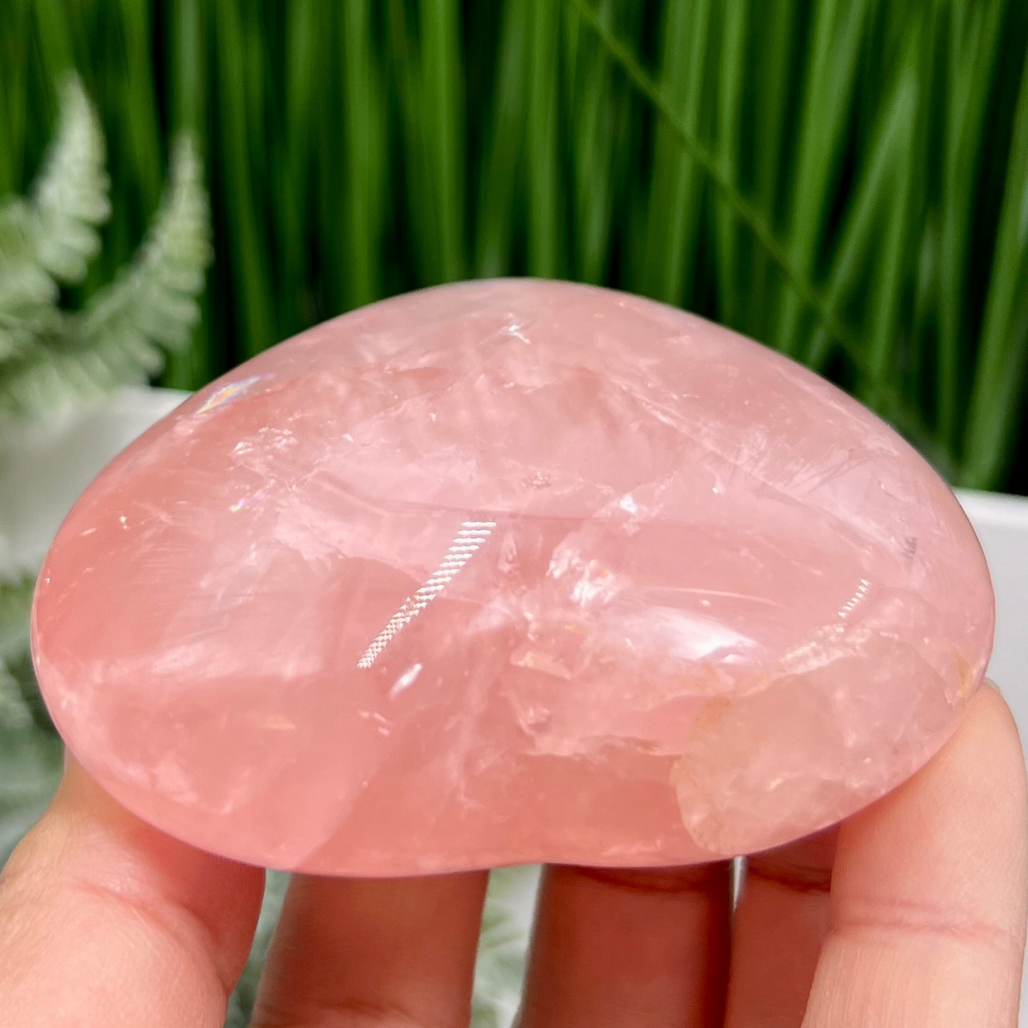 Rose Quartz Heart with Stand High Quality Translucent Crystal Carving 226g