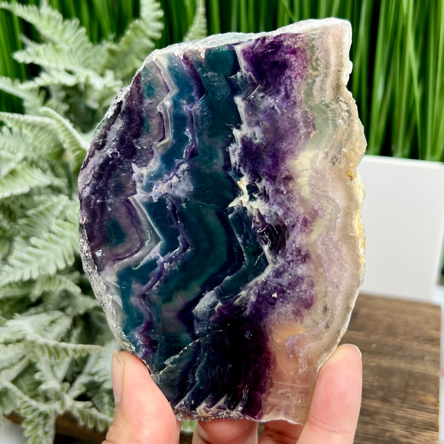 Rainbow Fluorite Slice Crystal Specimen Slab 220g
