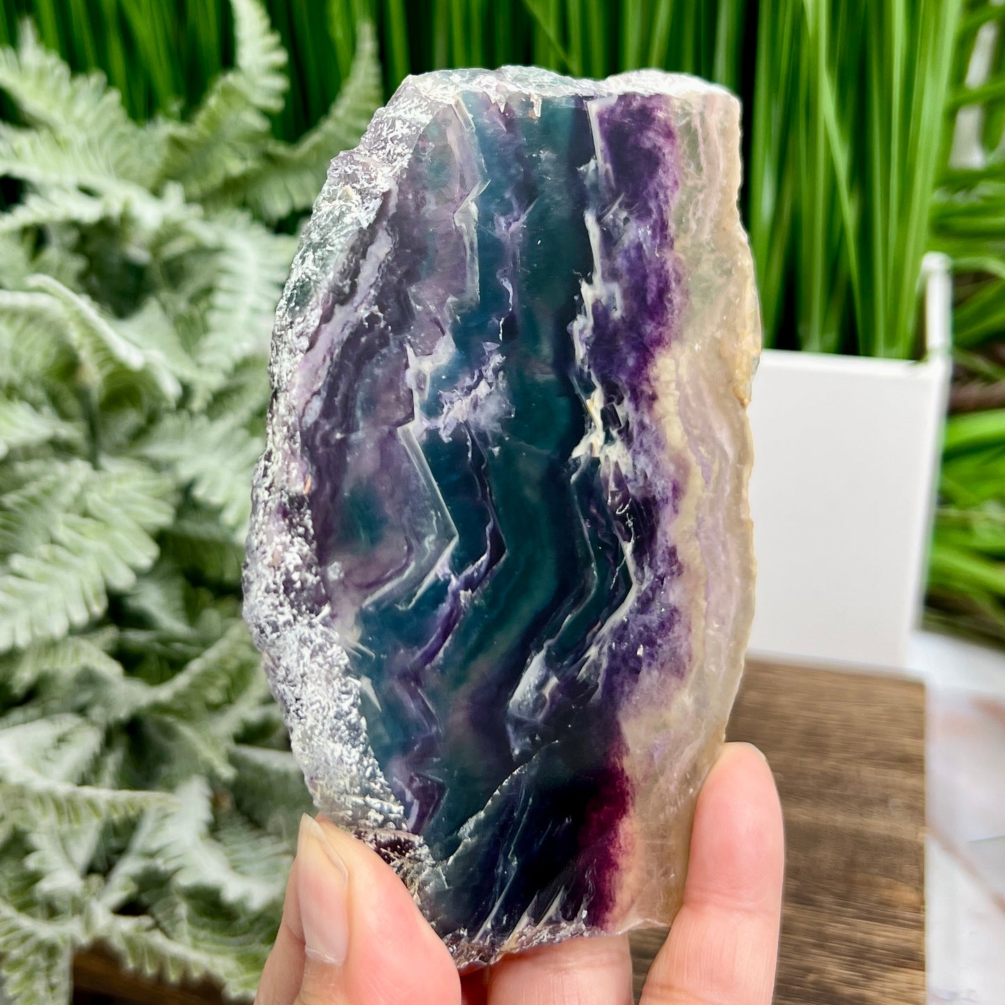 Rainbow Fluorite Slice Crystal Specimen Slab 220g