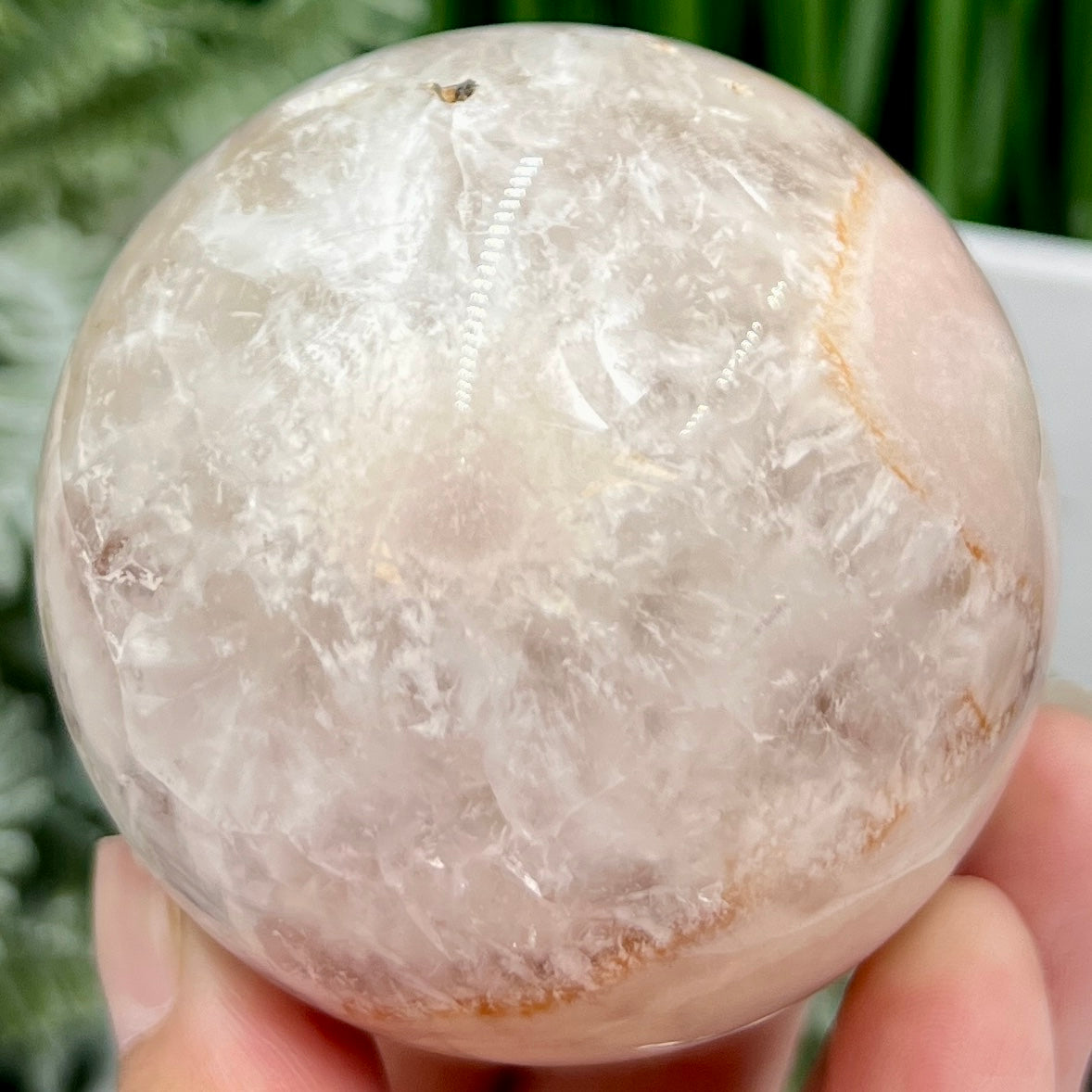 Flower Agate with Quartz Sphere Crystal Ball 386g 66mm