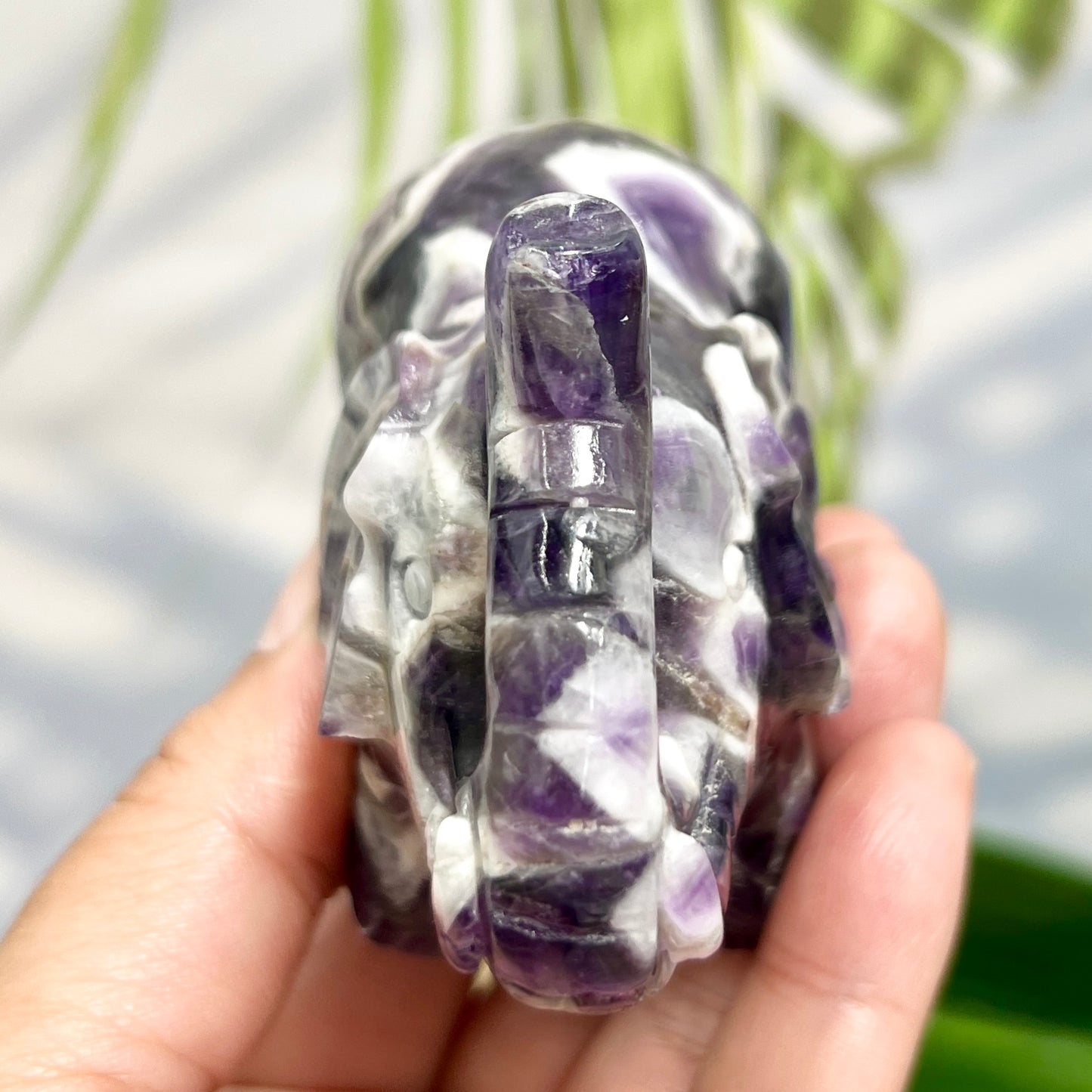 Chevron Dream Amethyst Healing Elephant Crystal Animal Carving 255g