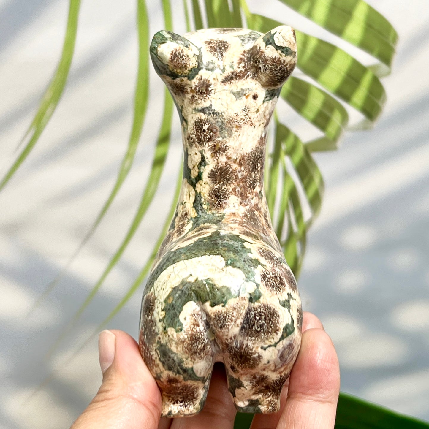Russian Flower Cherry Blossom Jasper Llama Alpaca Crystal Animal Carving 404g