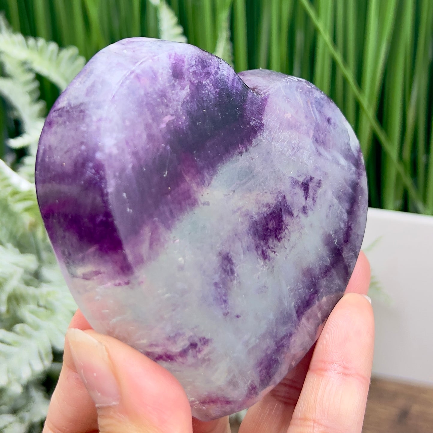 Purple Fluorite Heart Shaped Bowl Crystal Carving 212g