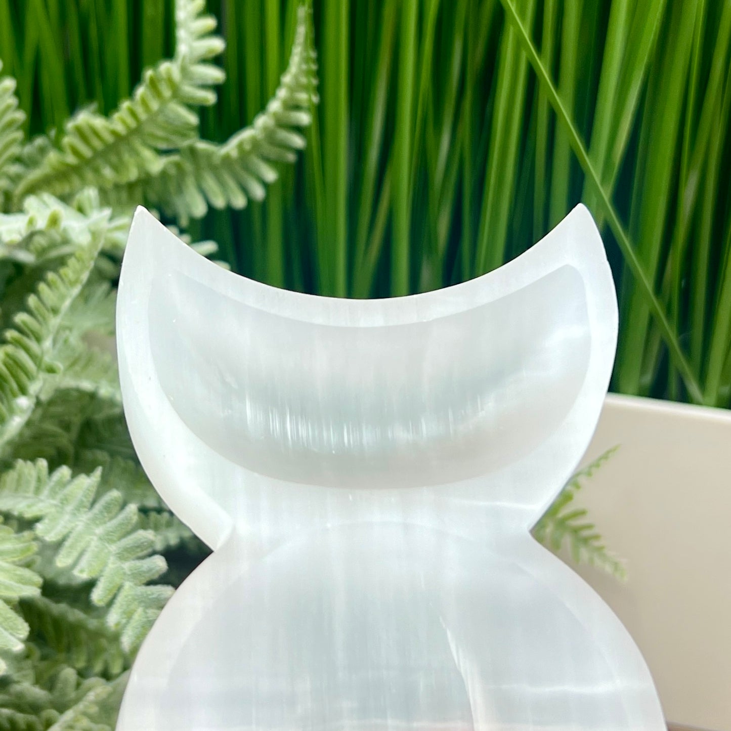 Satin Spar Selenite Moon Phases Bowl Crystal Carving 250g