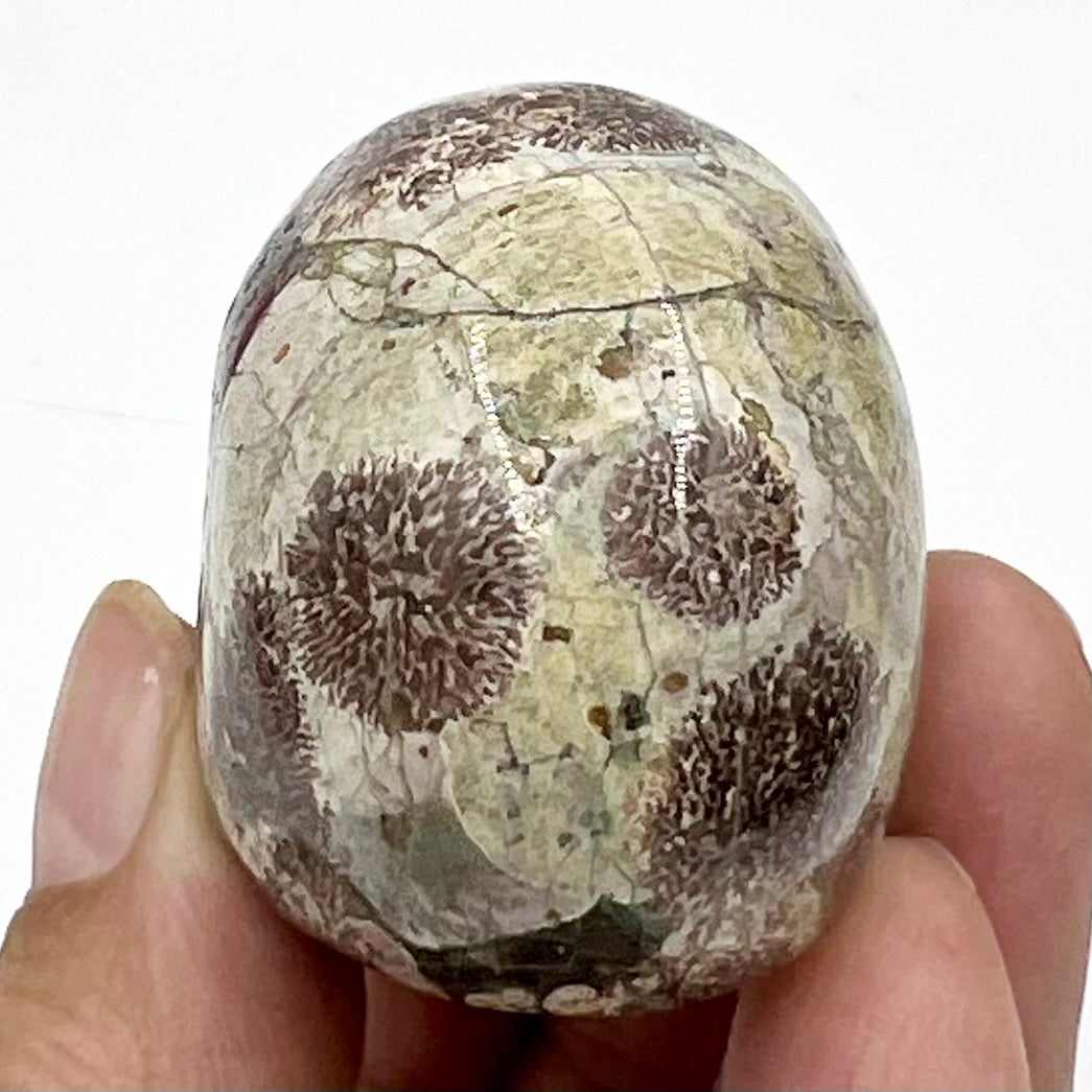 Russian Flower Cherry Blossom Jasper Skull 2 Inches Hand Carved Crystal Carving