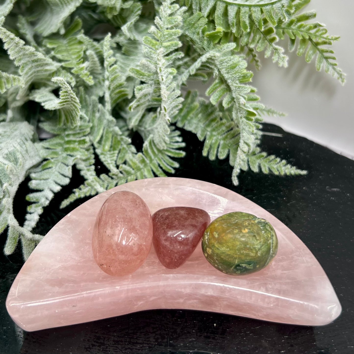 Rose Quartz Moon Crescent Bowl Crystal 156g