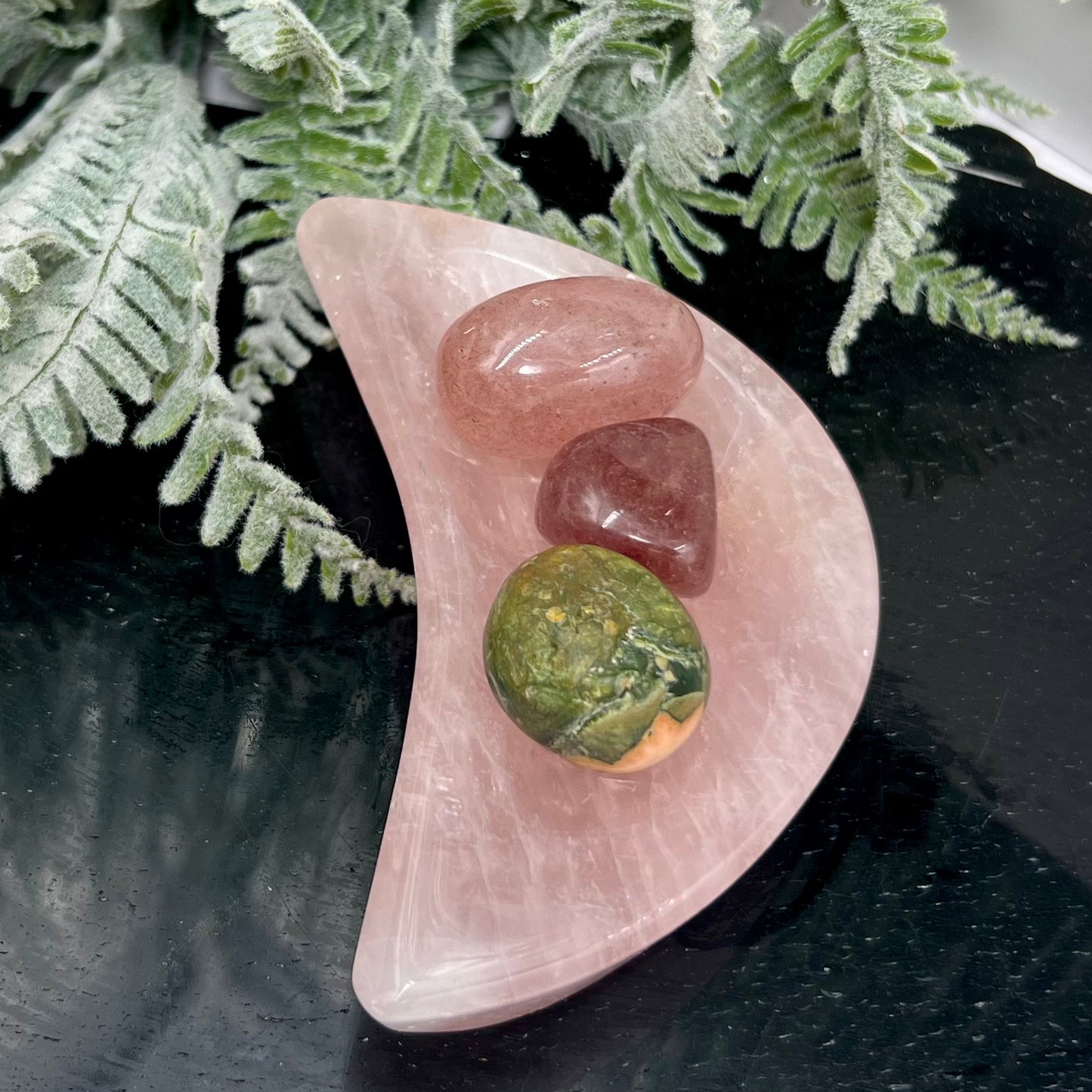 Rose Quartz Moon Crescent Bowl Crystal 156g