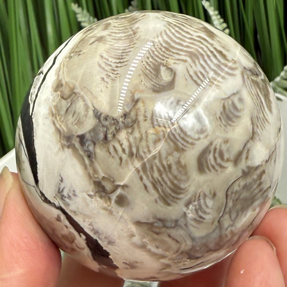 Volcanic Agate Quartz Sphere UV Reactive Crystal Ball 327g 63mm