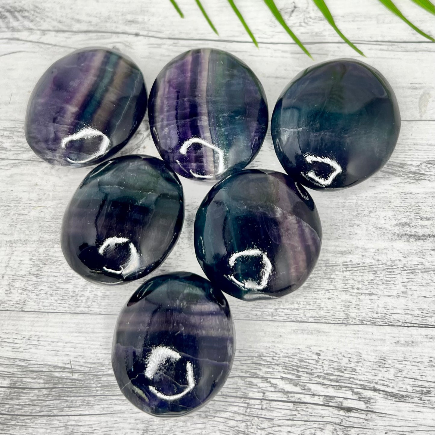 Rainbow Fluorite Palm Stone Crystal Worry Meditation YOU CHOOSE