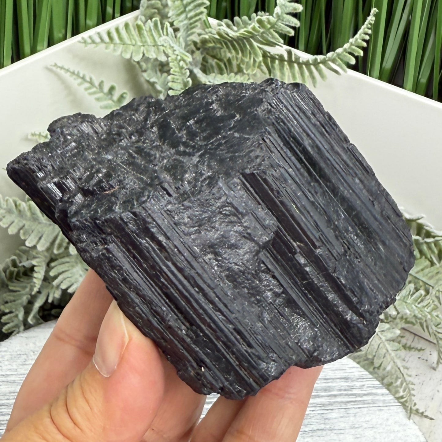 Black Tourmaline Schorl Hay Stack Raw Specimen with Stand Crystal 599g