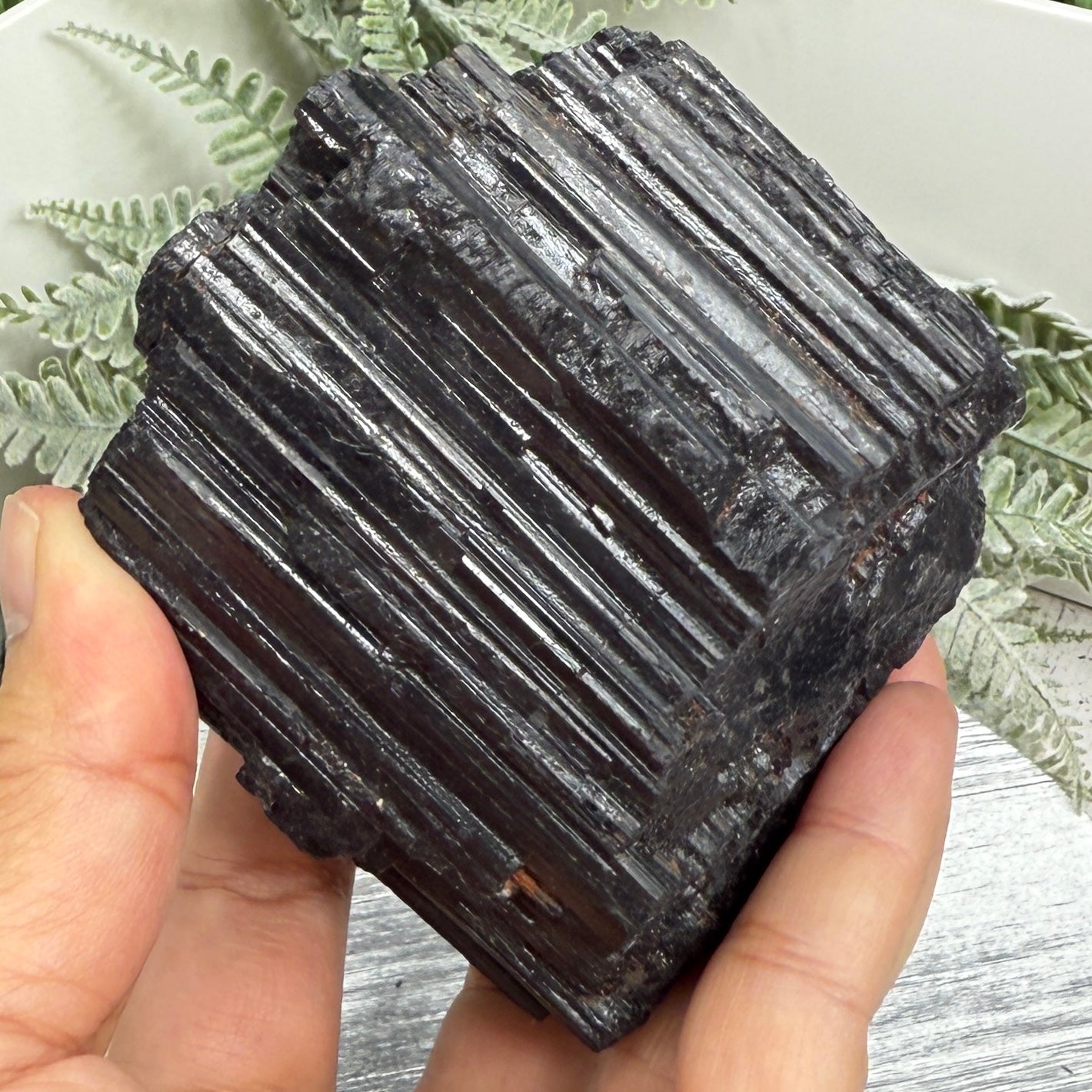 Black Tourmaline Schorl Hay Stack Raw Specimen with Stand Crystal 599g