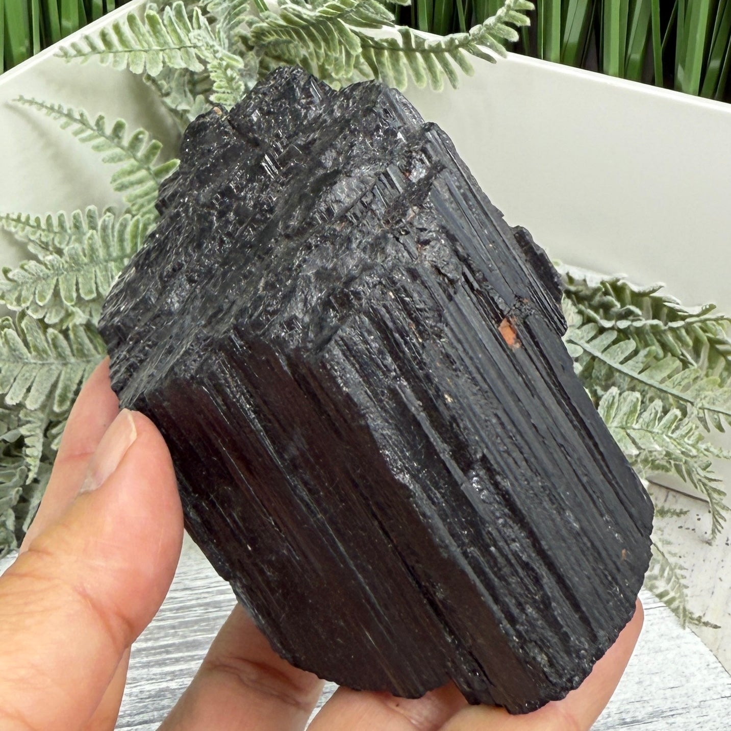 Black Tourmaline Schorl Hay Stack Raw Specimen with Stand Crystal 599g