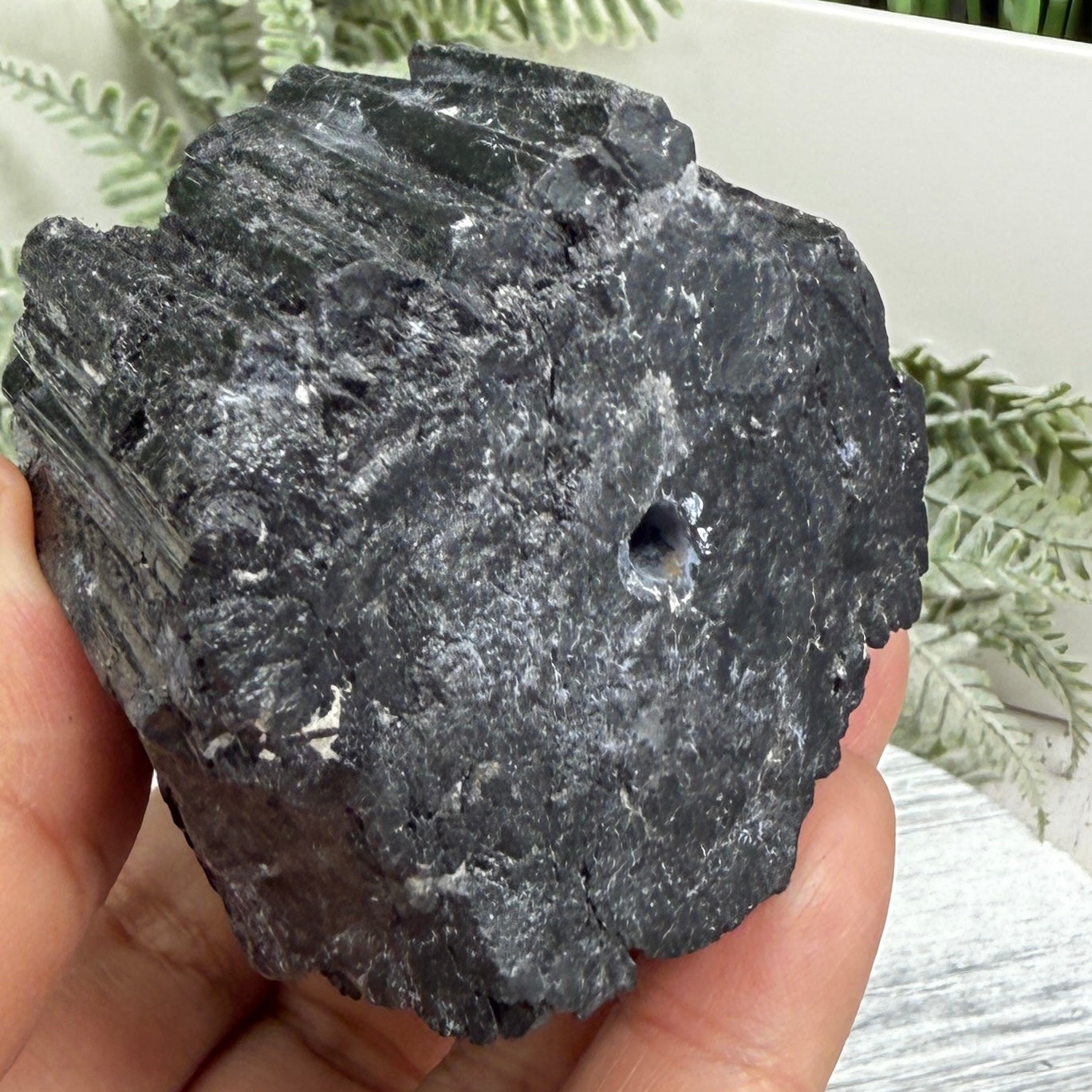 Black Tourmaline Schorl Hay Stack Raw Specimen with Stand Crystal 357g