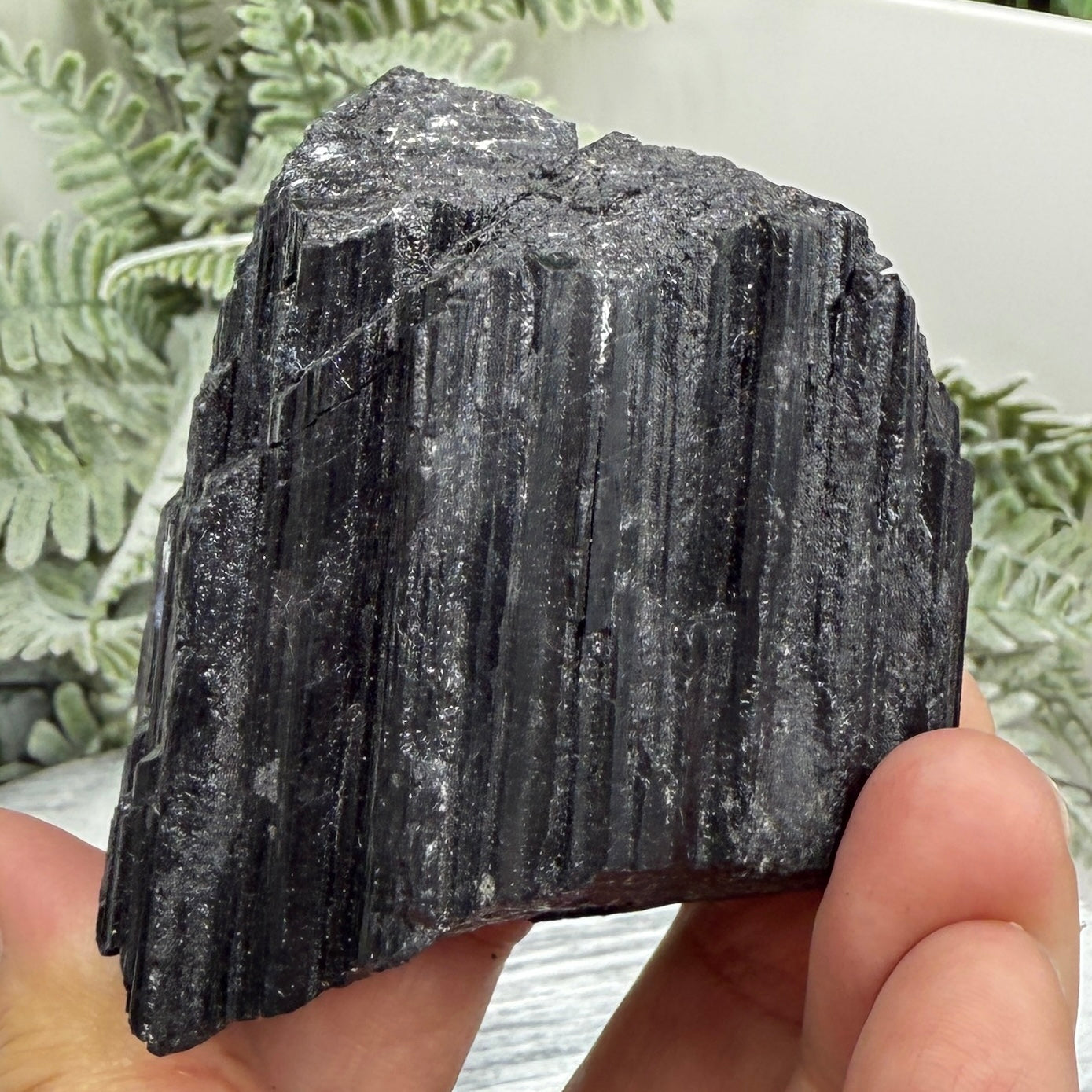 Black Tourmaline Schorl Hay Stack Raw Specimen with Stand Crystal 195g