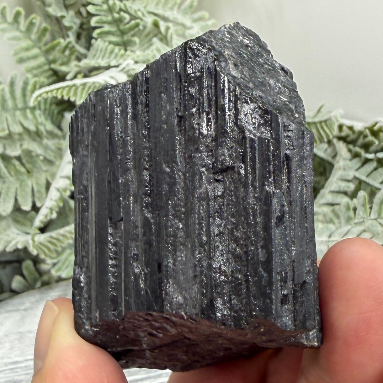 Black Tourmaline Schorl Hay Stack Raw Specimen with Stand Crystal 195g