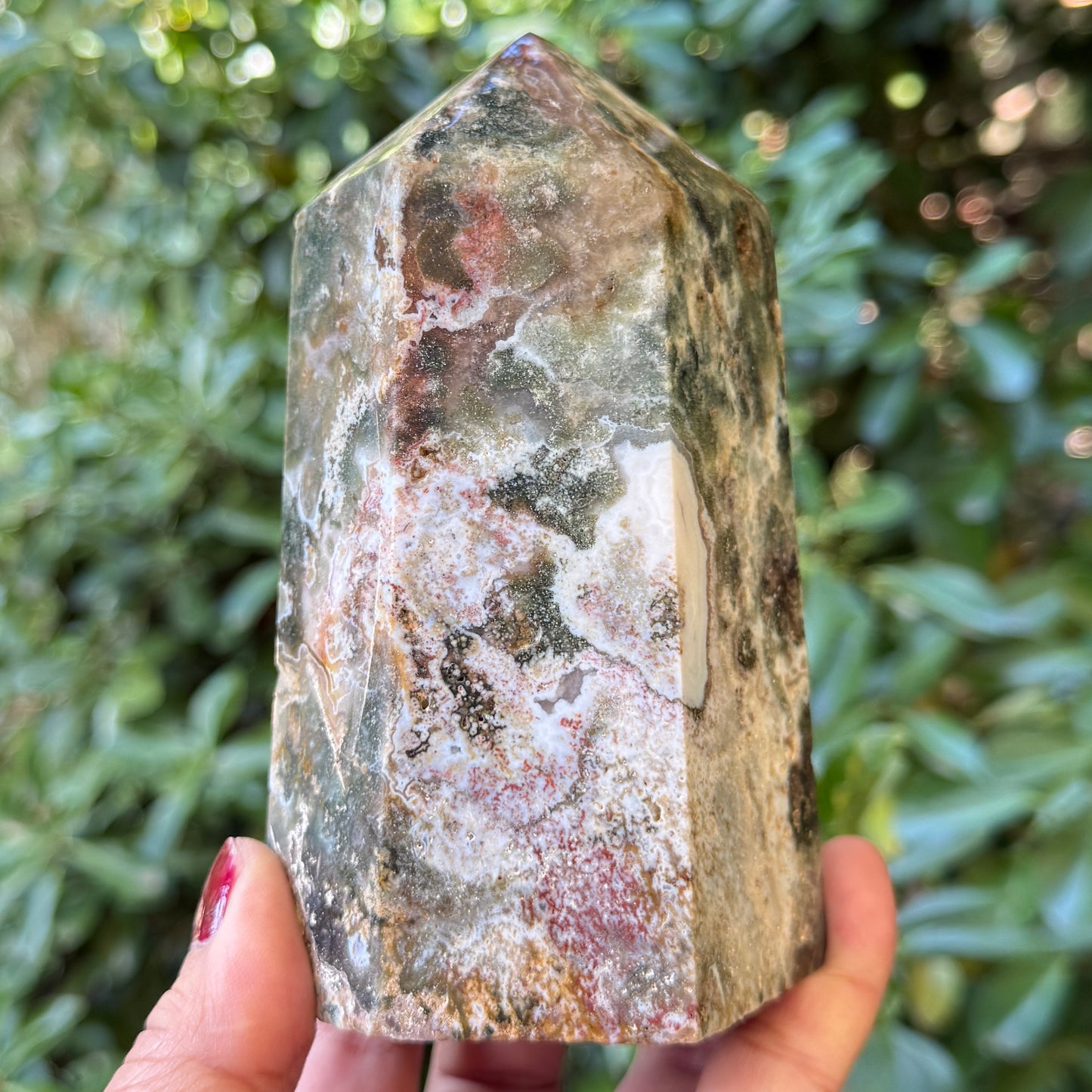 Ocean Sea Jasper Tower Healing Crystal Generator 808g 127mm
