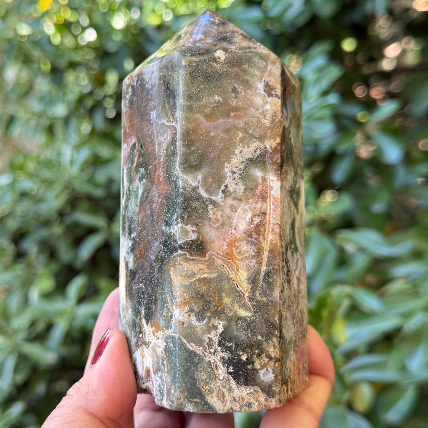 Ocean Sea Jasper Tower Healing Crystal Generator 808g 127mm