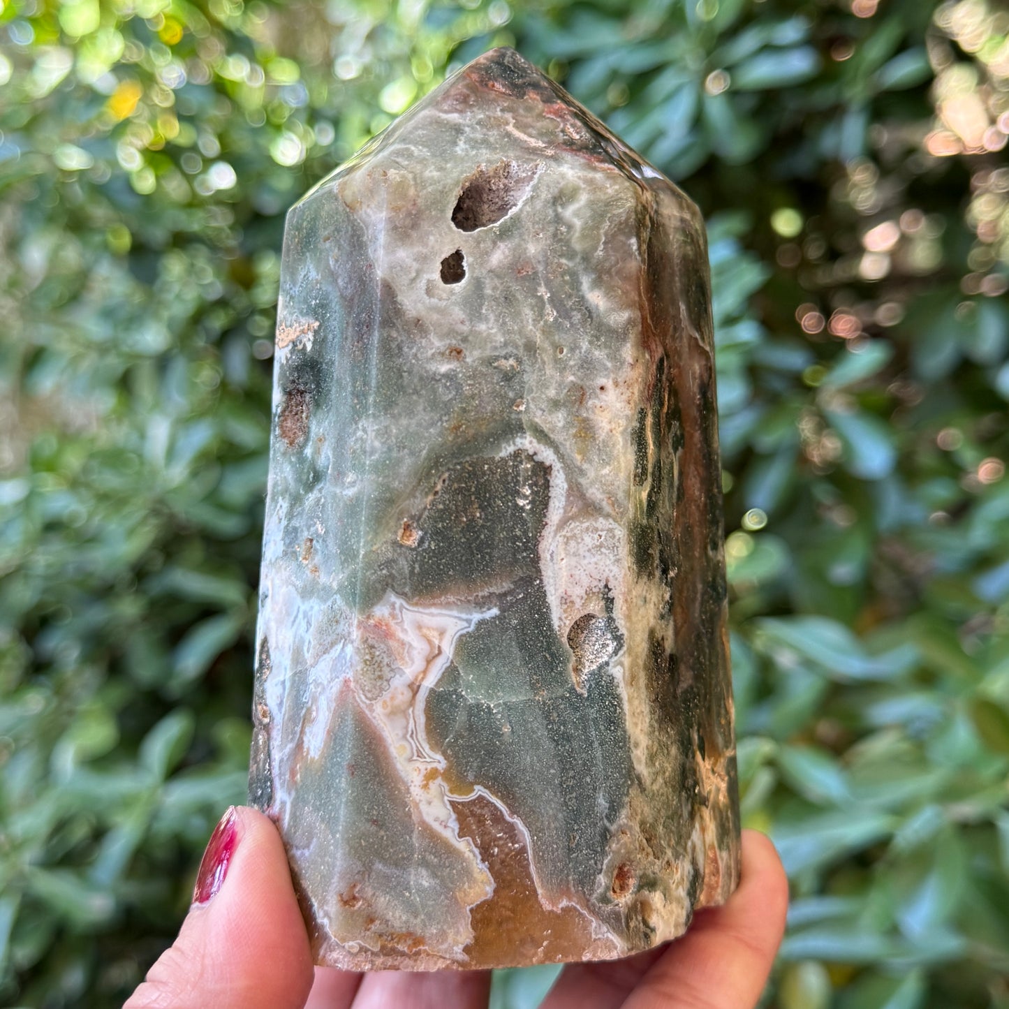 Ocean Sea Jasper Tower Healing Crystal Generator 808g 127mm
