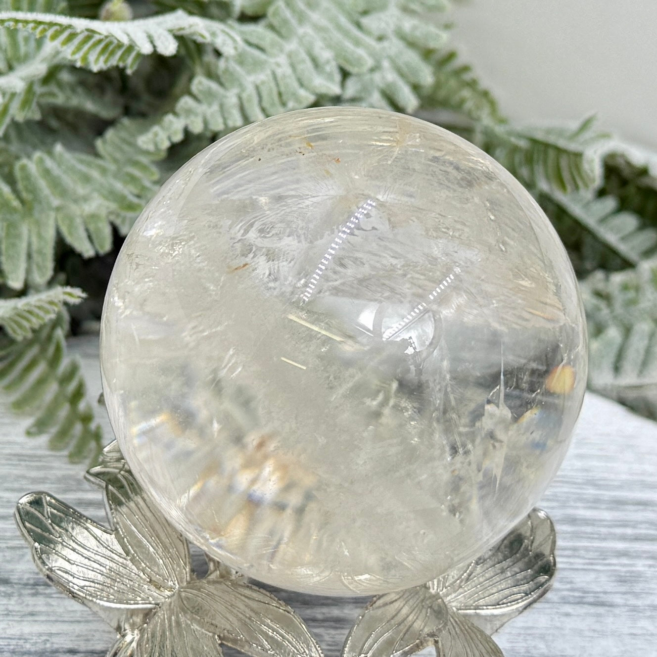 Clear Golden Healer Quartz Sphere High Quality Crystal Ball 360g 64mm Diameter