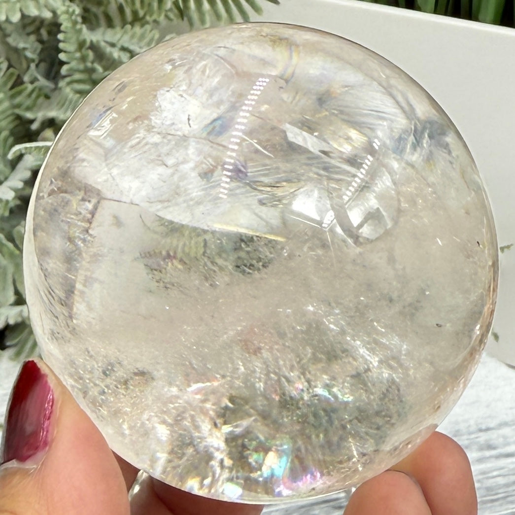 Clear Golden Healer Quartz Sphere High Quality Crystal Ball 360g 64mm Diameter