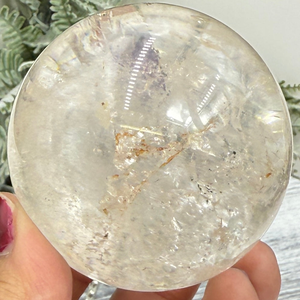 Clear Golden Healer Quartz Sphere High Quality Crystal Ball 360g 64mm Diameter
