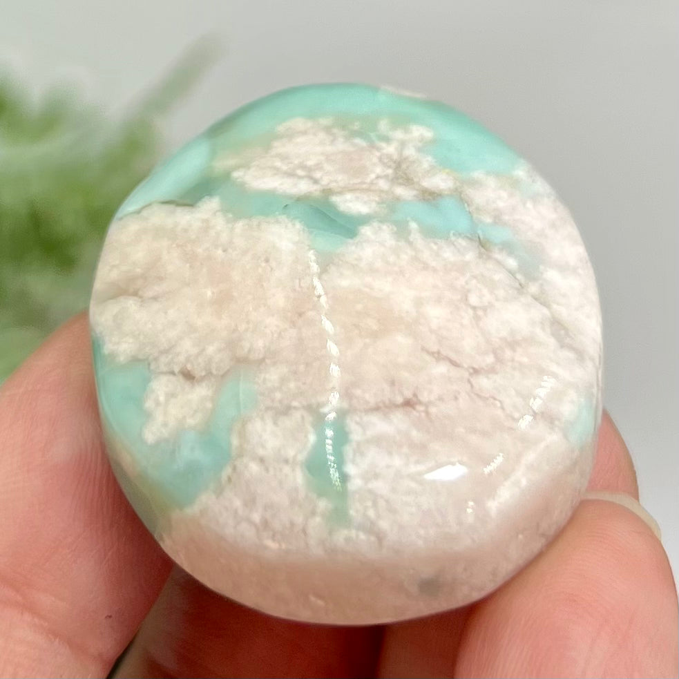Green Flower Agate Sakura Rare Palm Stone Meditation Crystal 32g