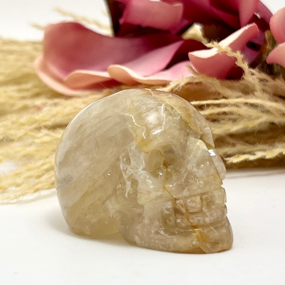 Golden Healer Quartz Skull 2 Inches Hand Carved Crystal Carving