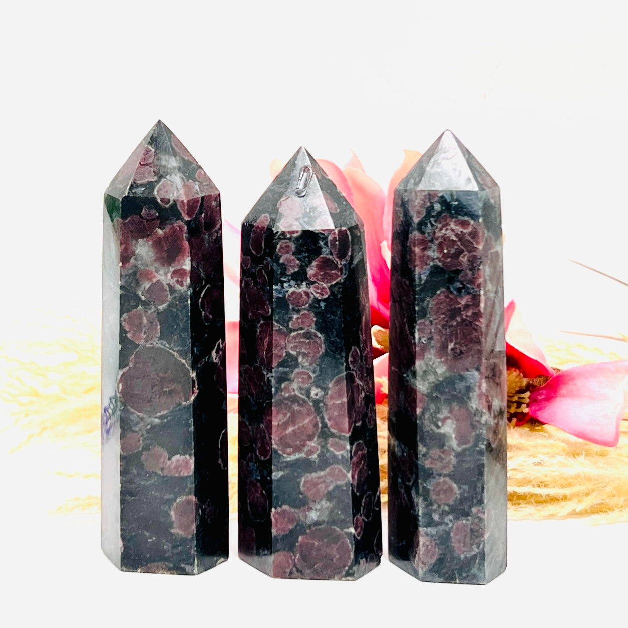 Garnet in Arfvedsonite Points Towers Crystal Generators YOU CHOOSE