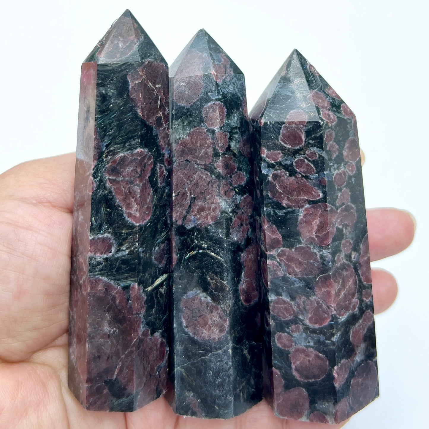 Garnet in Arfvedsonite Points Towers Crystal Generators YOU CHOOSE