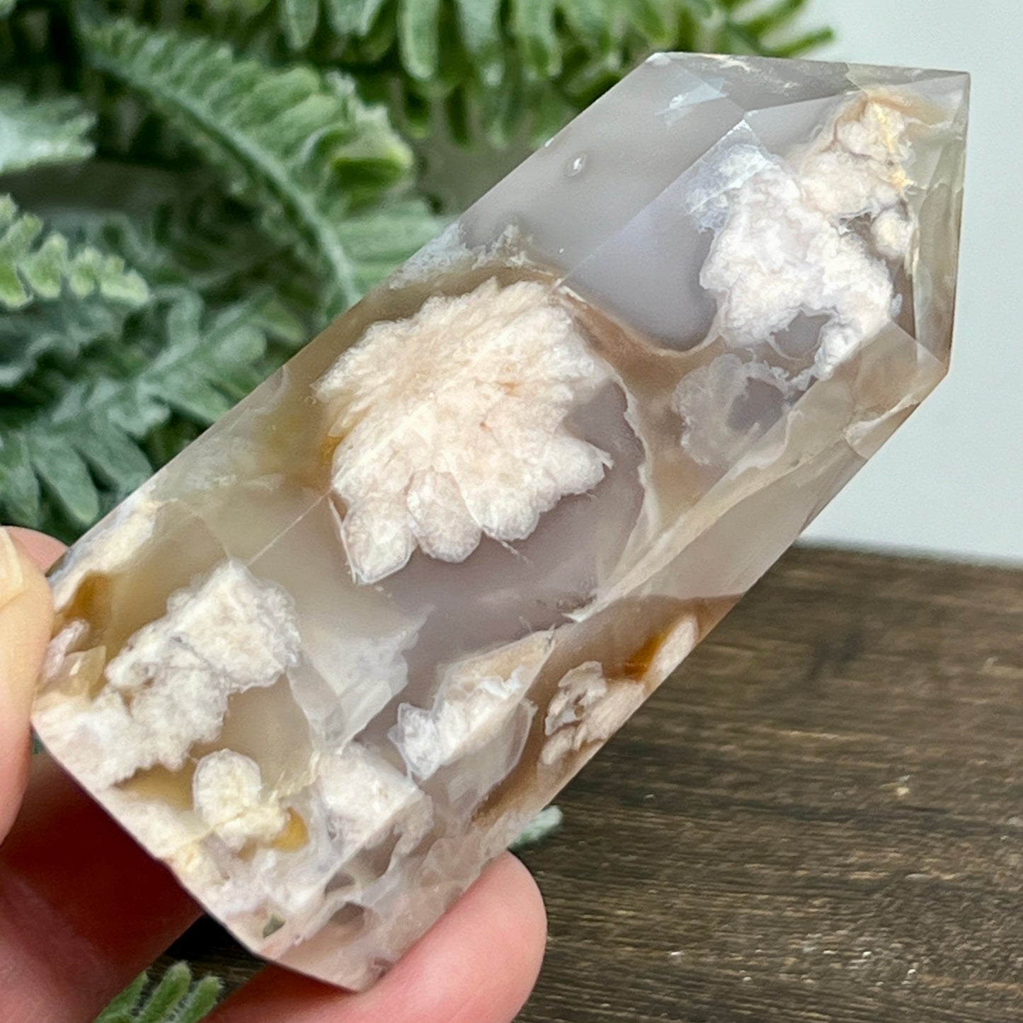 Flower Agate Tower Healing Crystal Generator 136g 77mm