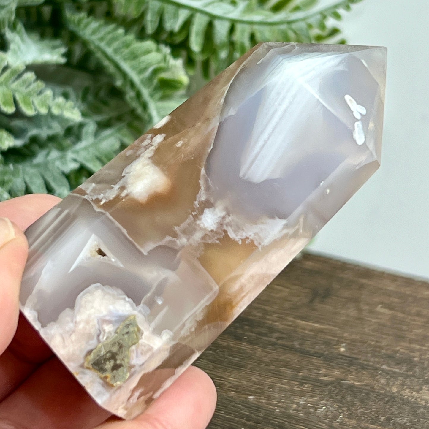 Flower Agate Tower Healing Crystal Generator 136g 77mm