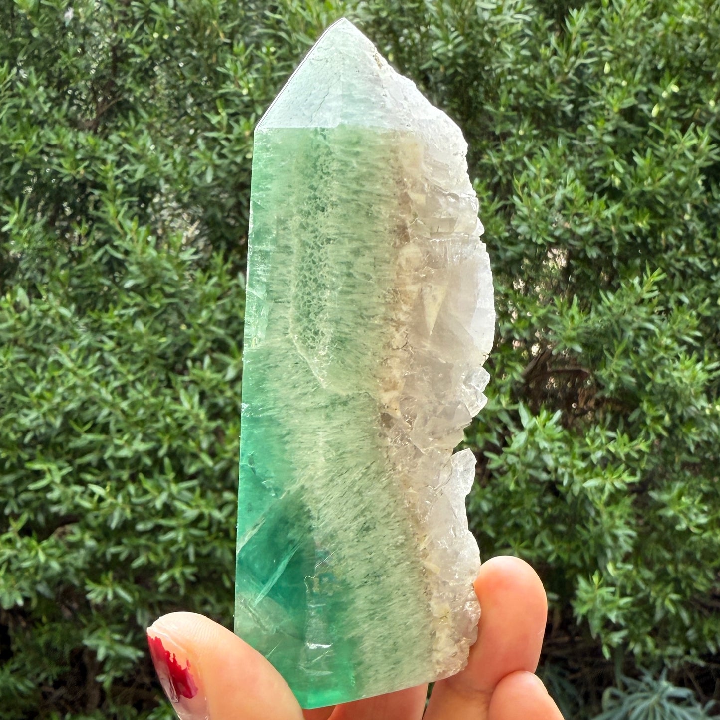 Green Fluorite with Quartz Tower Natural Crystal Generator 282g 106mm
