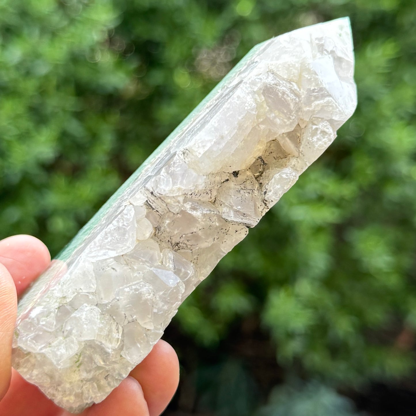 Green Fluorite with Quartz Tower Natural Crystal Generator 282g 106mm