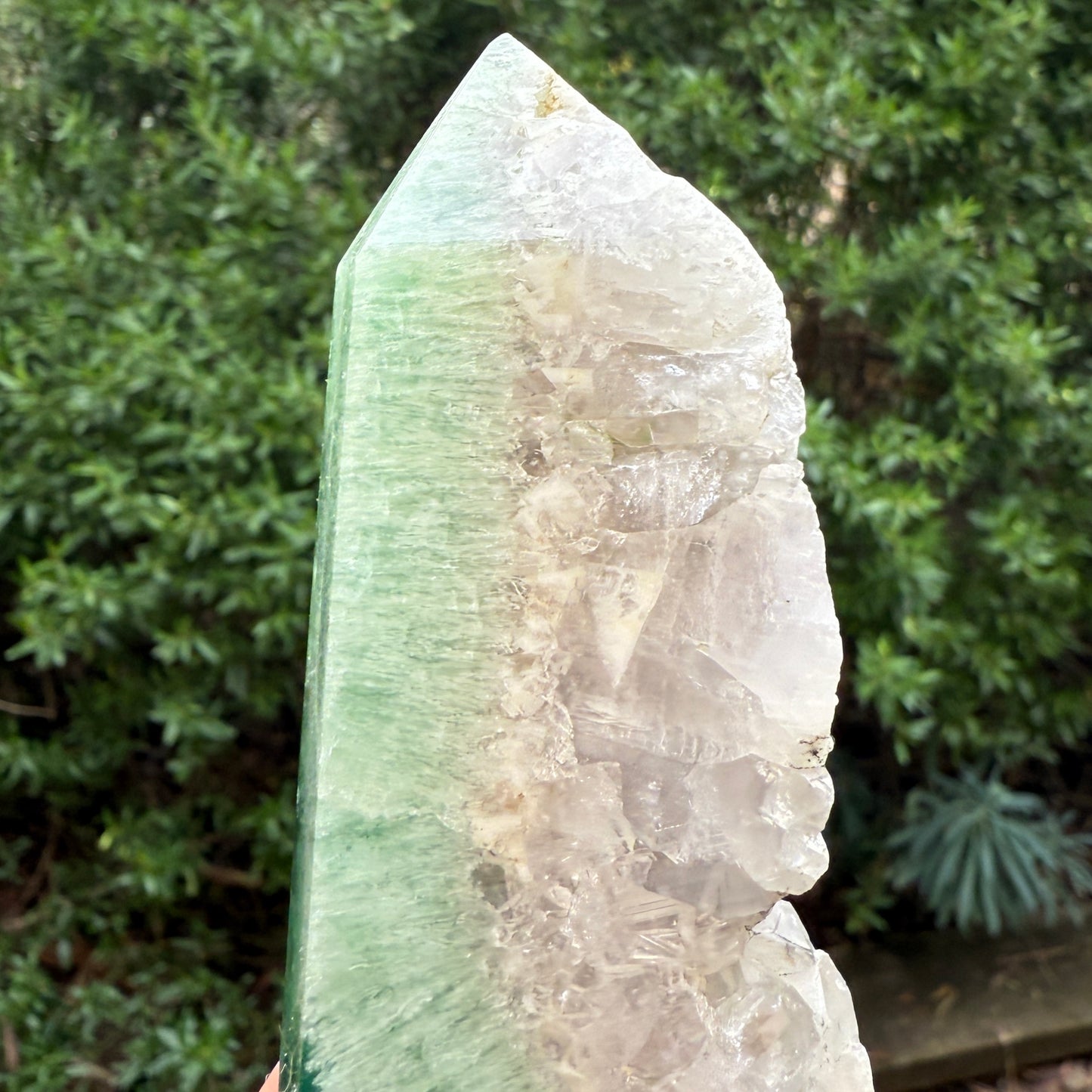 Green Fluorite with Quartz Tower Natural Crystal Generator 282g 106mm
