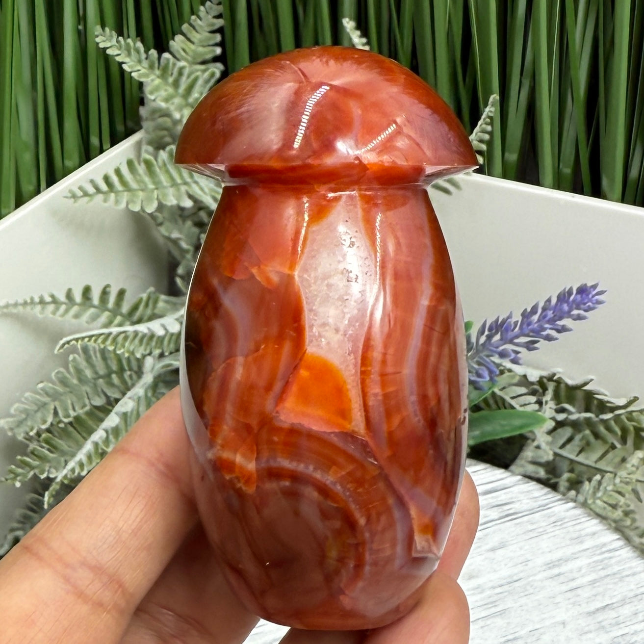Carnelian Mushroon Healing Crystal Ornament 224g
