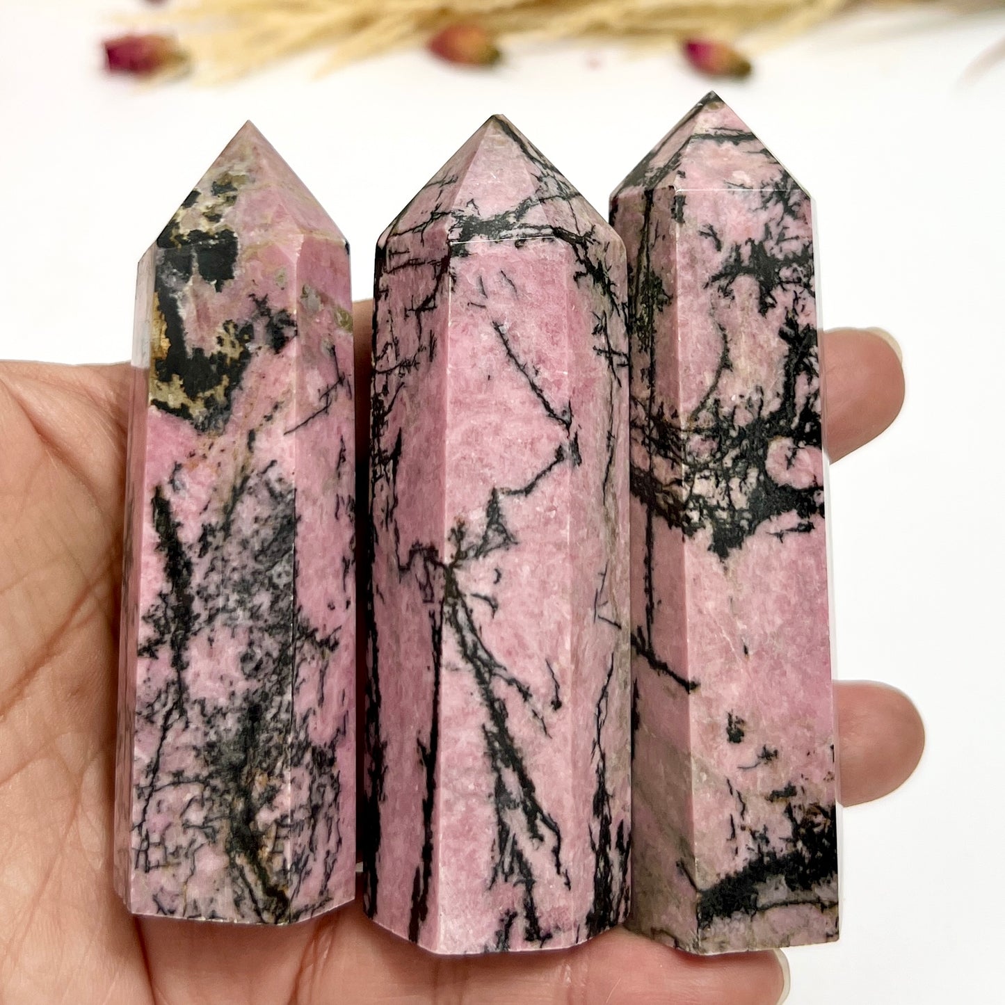 Rhodonite Points Towers Crystal Generators YOU CHOOSE