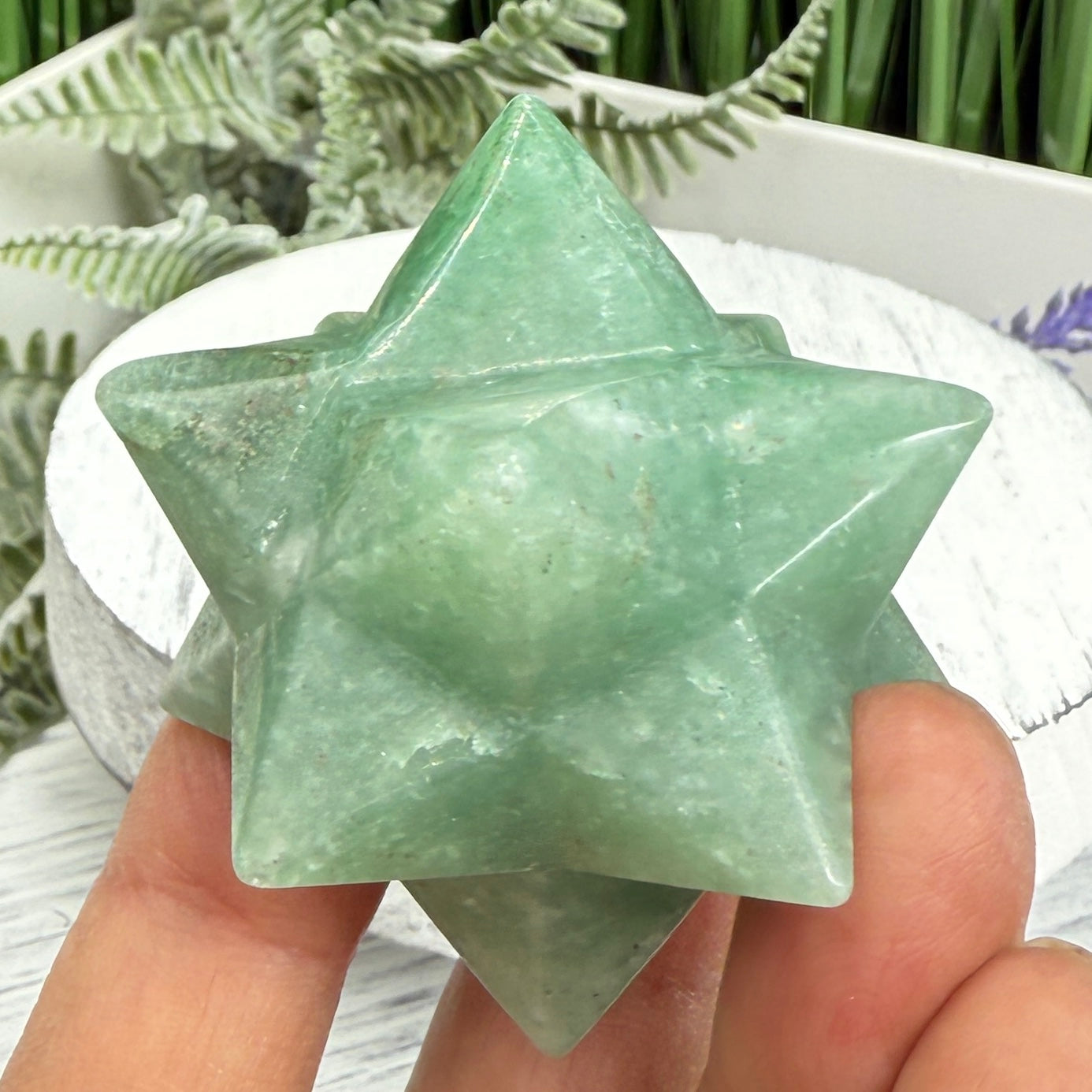 Green Aventurine Merkabah Stone of Opportunity Crystal Carving 84g