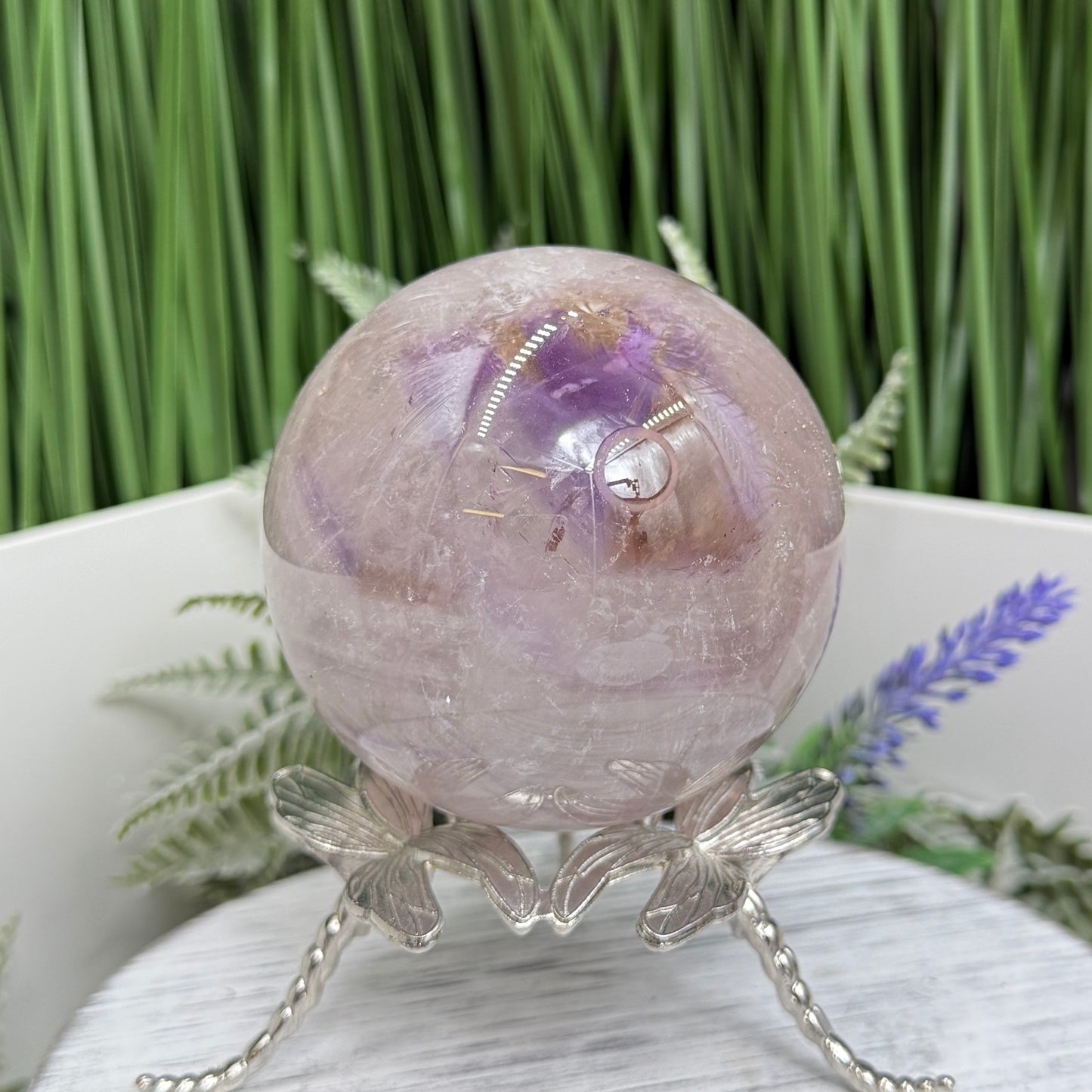 Ametrine Quartz Sphere Amethyst with Citrine Natural Crystal Ball 565g 74mm