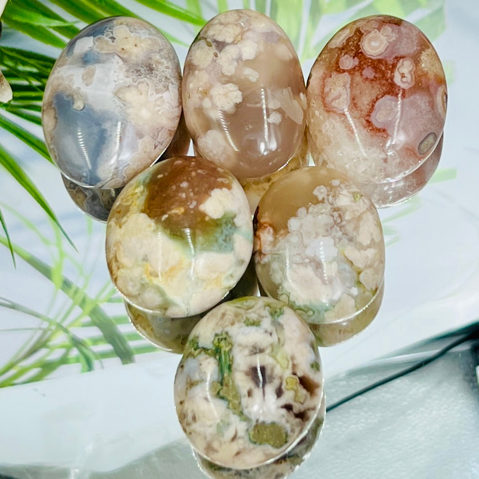Flower Agate Palm Stones Meditation Crystals YOU CHOOSE