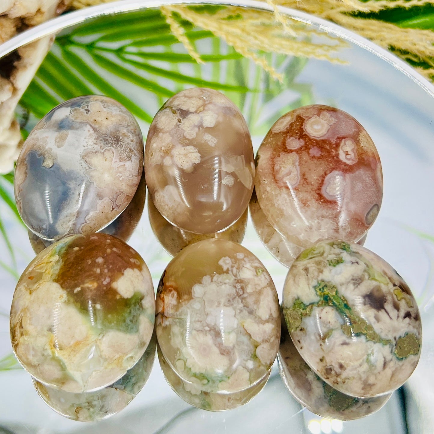 Flower Agate Palm Stones Meditation Crystals YOU CHOOSE