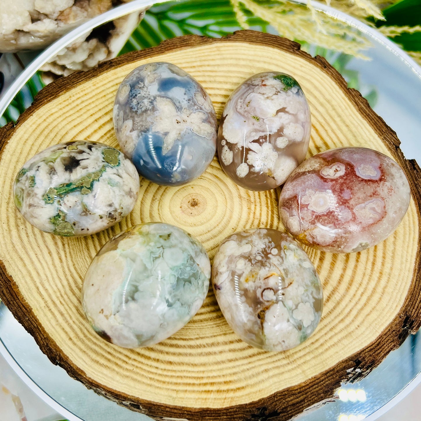 Flower Agate Palm Stones Meditation Crystals YOU CHOOSE