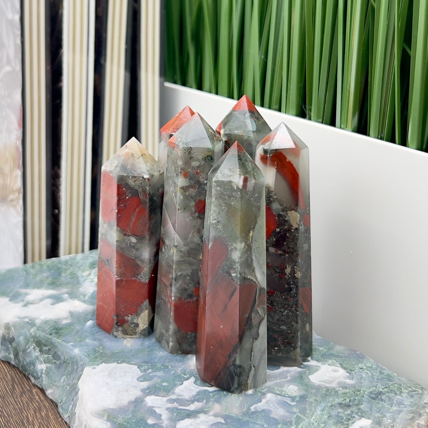 Setonite African Jasper Bloodstone Points Towers Crystal YOU CHOOSE
