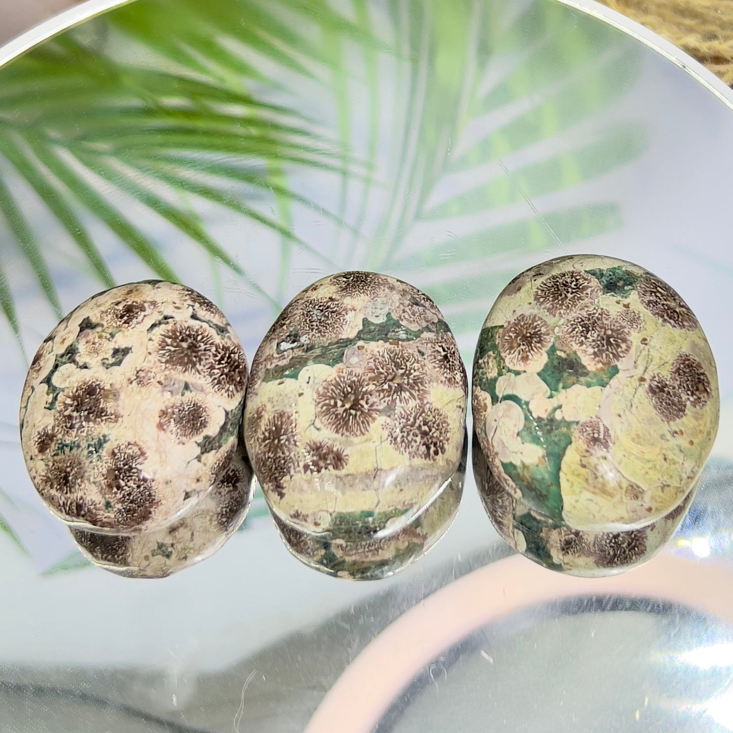 Russian Flower Cherry Blossom Jasper Palm Stone Crystals YOU CHOOSE
