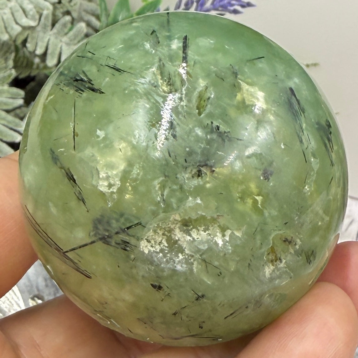Prehnite with Epidote Sphere Healing Crystal Ball 267g 56mm