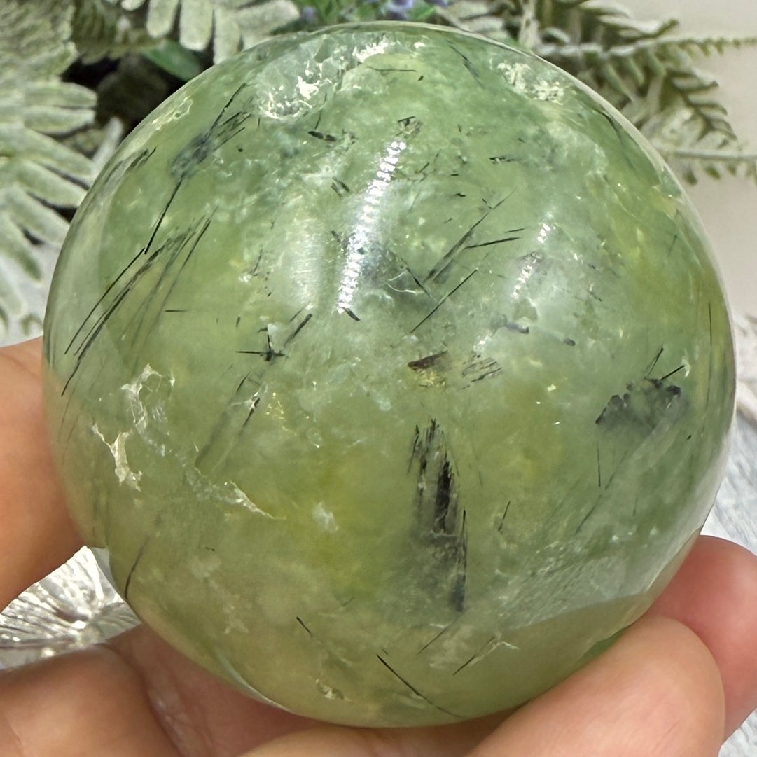 Prehnite with Epidote Sphere Healing Crystal Ball 267g 56mm
